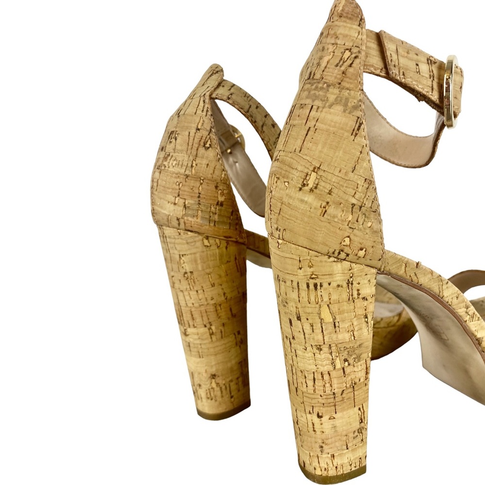 PELLE MODA ☆ "Bonnie" Natural Cork Open-Toe Block Heel Sandals ☆ Size 8.5 - Picture 8 of 10